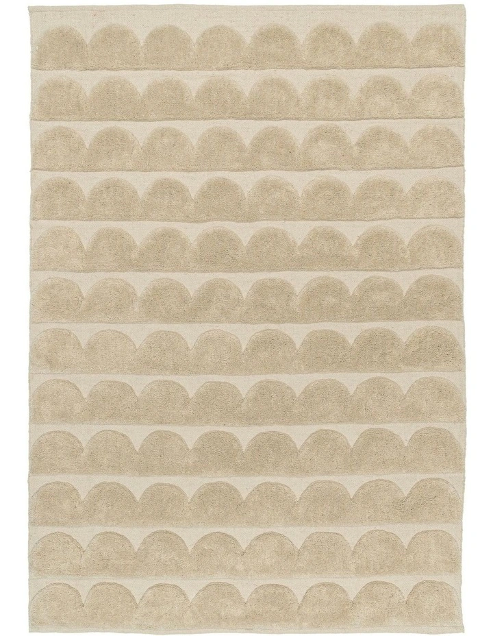 Ajuma Scallop Washable Wool Rug in Taupe image 1