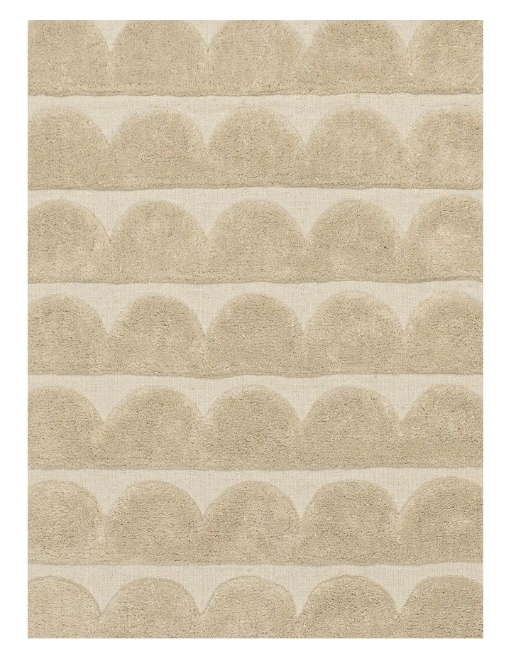 Ajuma Scallop Washable Wool Rug in Taupe image 5