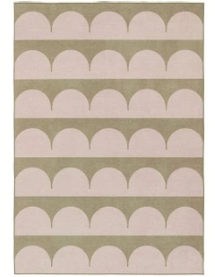 Cleo Arch Pattern Indoor Outdoor Rug in Blush and Sage