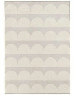 Isolde Arch Stripe Indoor Outdoor Rug in Beige and Light Grey