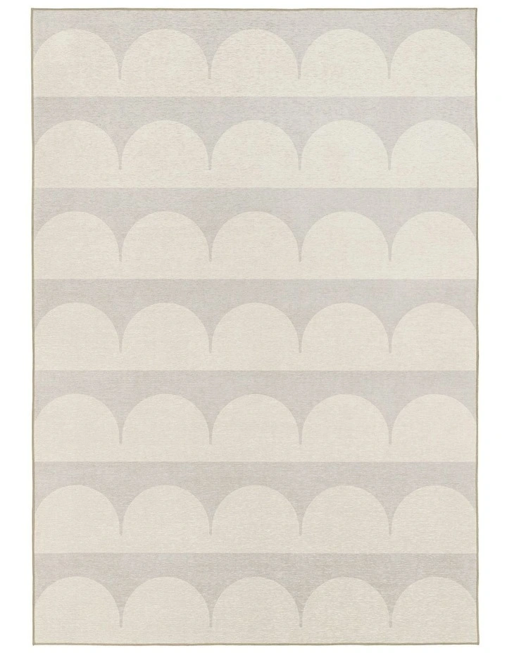 Isolde Arch Stripe Indoor Outdoor Rug in Beige and Light Grey image 1