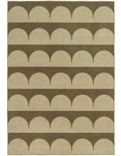 Inez Arch Stripe Indoor Outdoor Rug in Forest and Sage