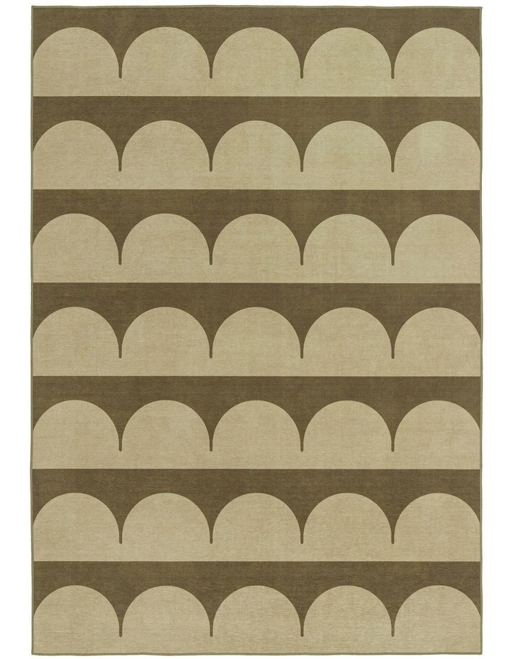 Inez Arch Stripe Indoor Outdoor Rug in Forest and Sage image 1