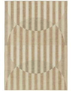 Delos Striped Indoor Outdoor Rug in Warm Sand/Soft Taupe