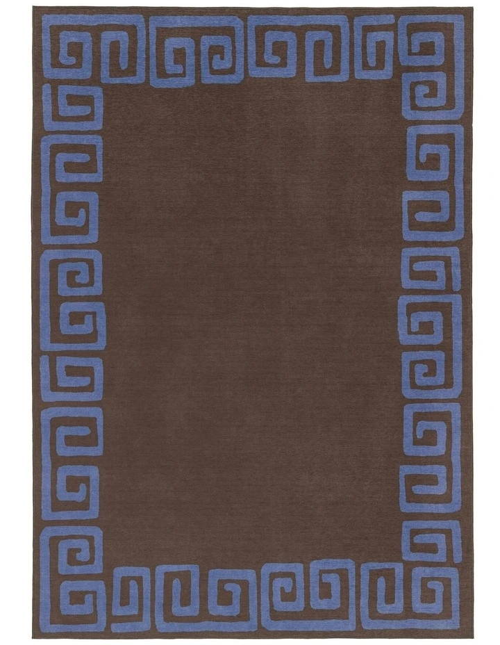 Callista Geometric Indoor Outdoor Rug in Deep Chocolate/Vivid Blue image 1