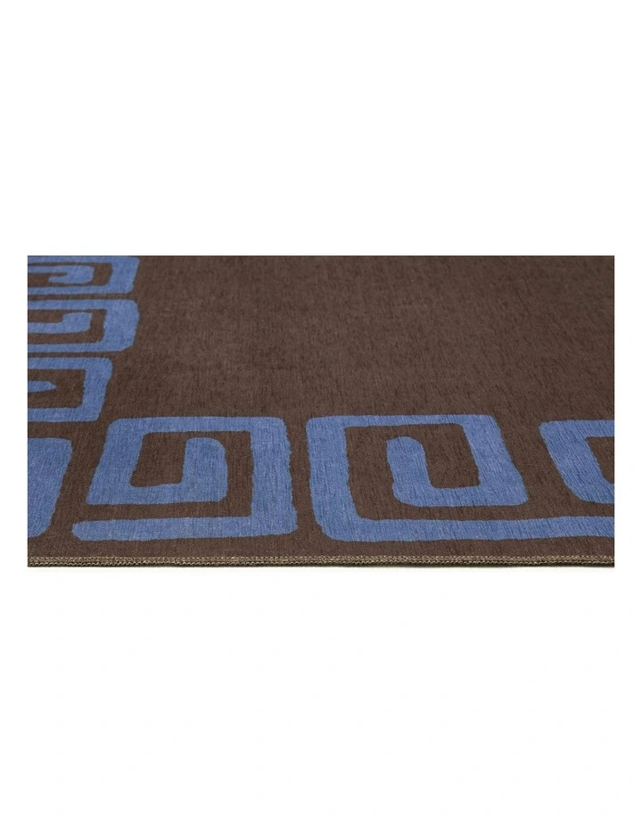Callista Geometric Indoor Outdoor Rug in Deep Chocolate/Vivid Blue image 3