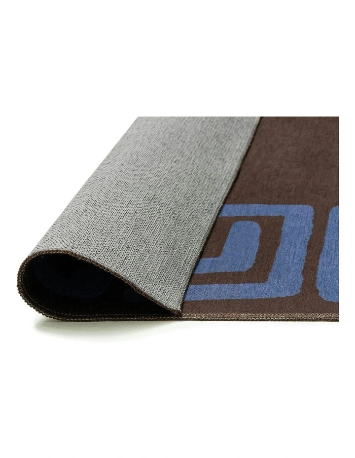Callista Geometric Indoor Outdoor Rug in Deep Chocolate/Vivid Blue image 4