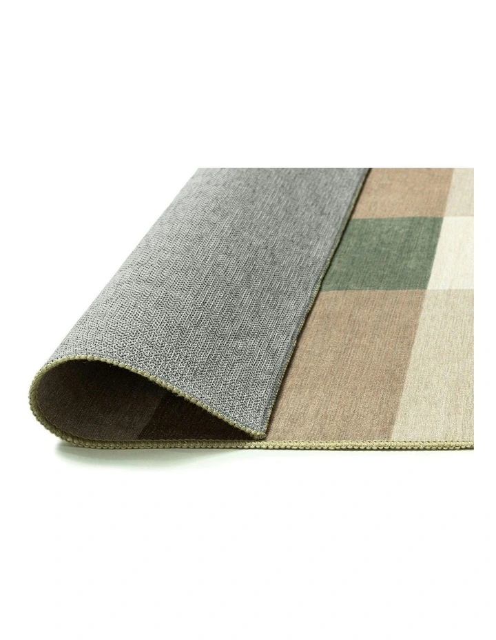 Forio Checkered Indoor Outdoor Rug in Beige Ivory and Olive Green image 4