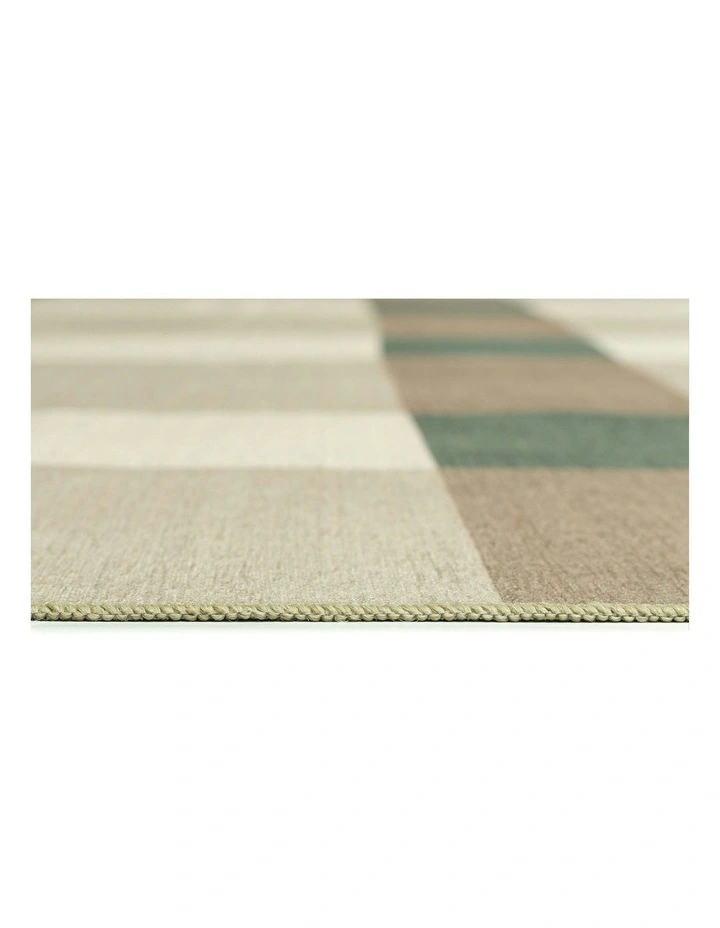 Forio Checkered Indoor Outdoor Rug in Beige Ivory and Olive Green image 6