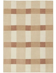 Lucca Checkered Indoor Outdoor Rug in Beige Ivory/Terracotta