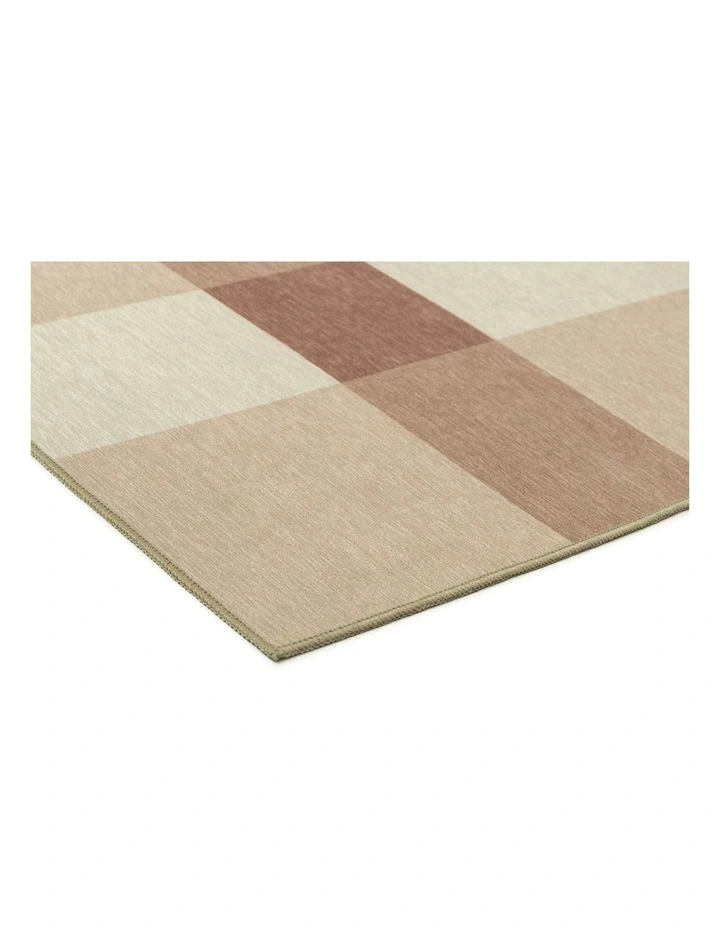 Lucca Checkered Indoor Outdoor Rug in Beige Ivory/Terracotta image 2