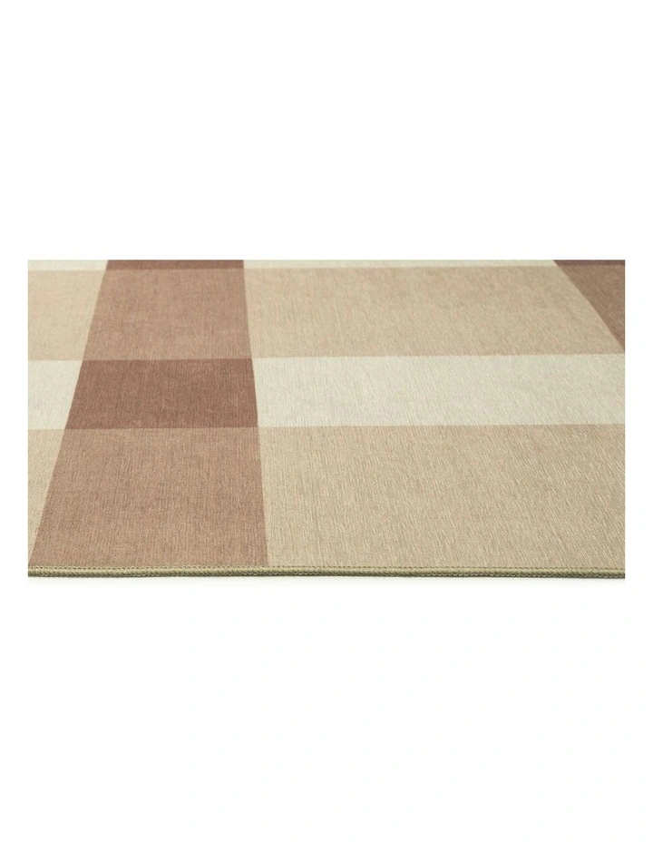 Lucca Checkered Indoor Outdoor Rug in Beige Ivory/Terracotta image 3