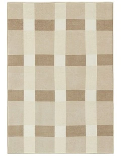 Jura Checkered Indoor Outdoor Rug in Beige/Ivory