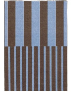 Luz Striped Indoor Outdoor Rug in Deep Cocoa/Vivid Blue