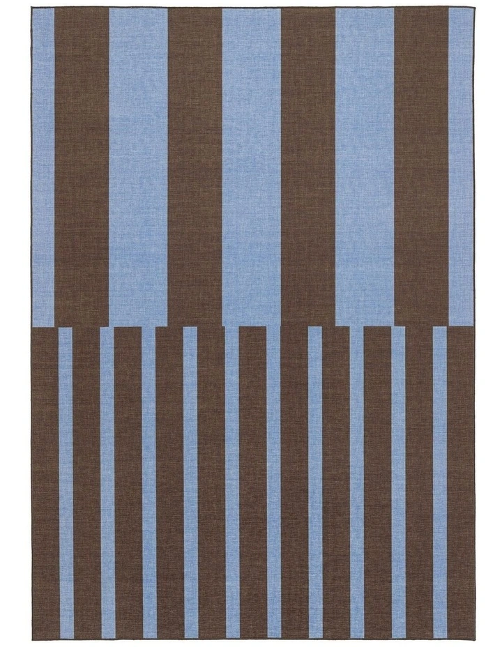 Luz Striped Indoor Outdoor Rug in Deep Cocoa/Vivid Blue image 1
