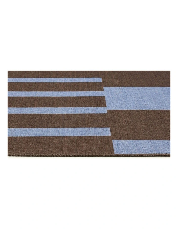 Luz Striped Indoor Outdoor Rug in Deep Cocoa/Vivid Blue image 3