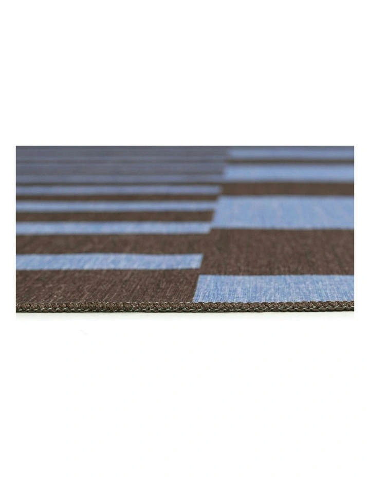 Luz Striped Indoor Outdoor Rug in Deep Cocoa/Vivid Blue image 6