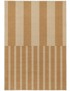 Ravello Striped Indoor Outdoor Rug in Warm Beige/Golden Sand