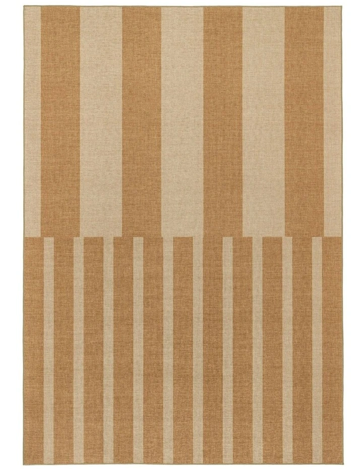Ravello Striped Indoor Outdoor Rug in Warm Beige/Golden Sand image 1