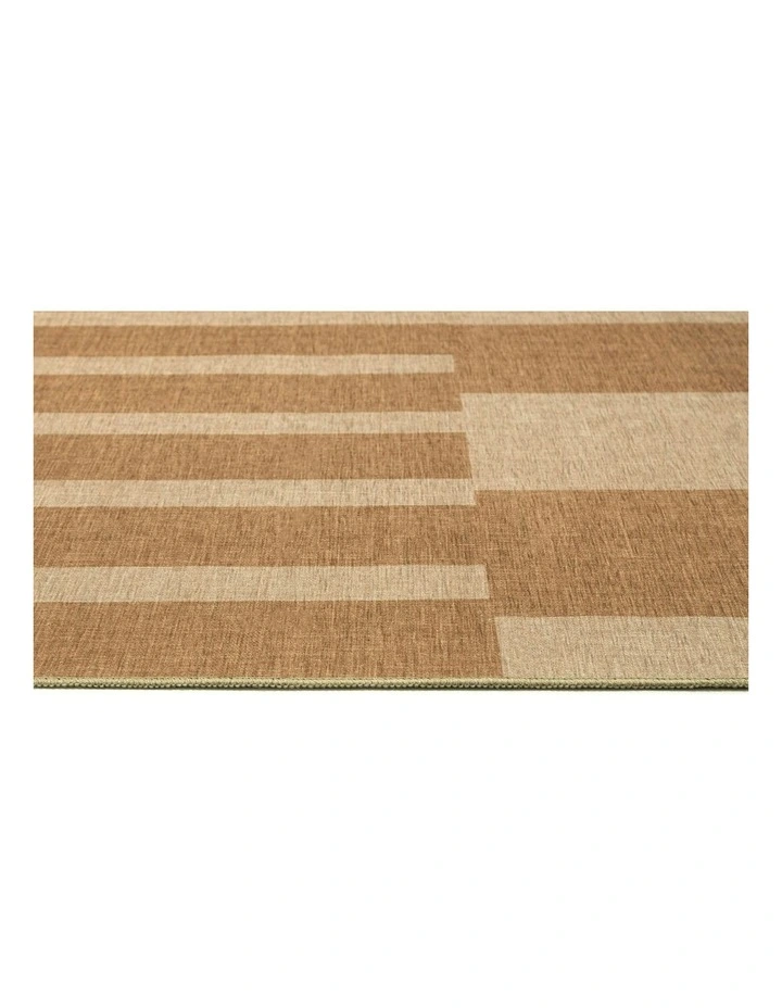 Ravello Striped Indoor Outdoor Rug in Warm Beige/Golden Sand image 3