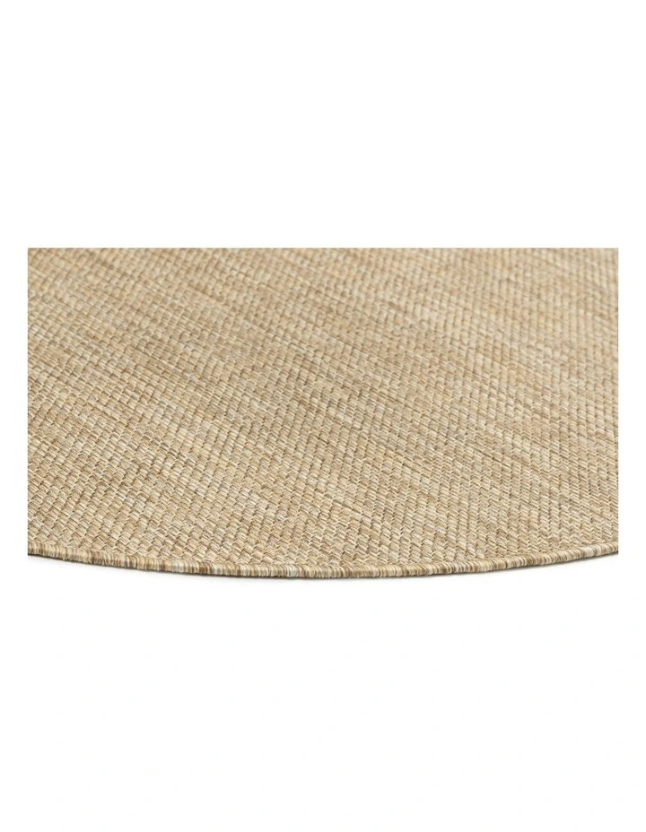 Dune Woven Indoor Outdoor Round Rug in Natural Beige image 2