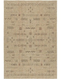 Loom Tribal Pattern Indoor Outdoor Rug in Sand Beige/Stone
