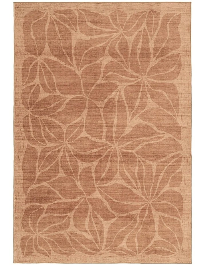 Sitar Floral Washable Rug in Rust image 1