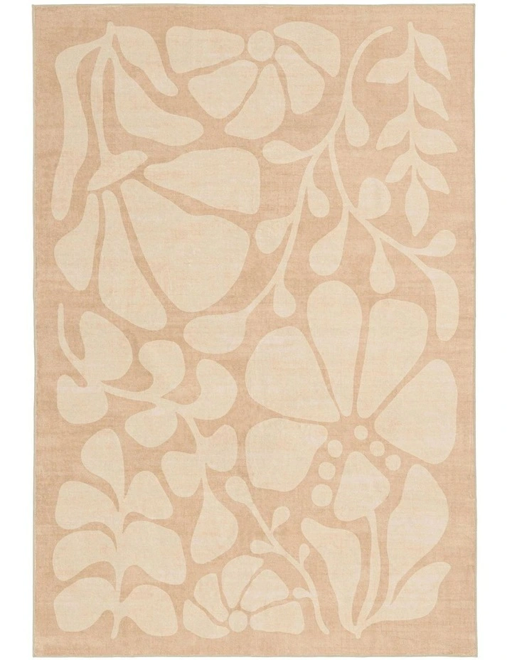 Ayesha Floral Washable Rug in Brown image 1
