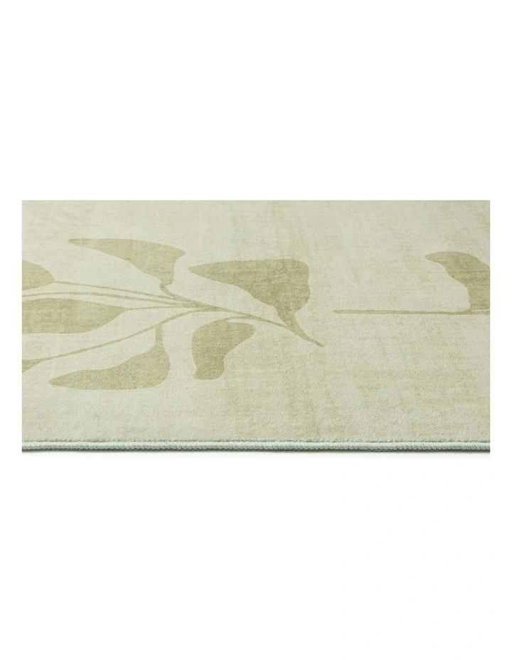 Glaiza Botanical Border Washable Rug in Green image 3