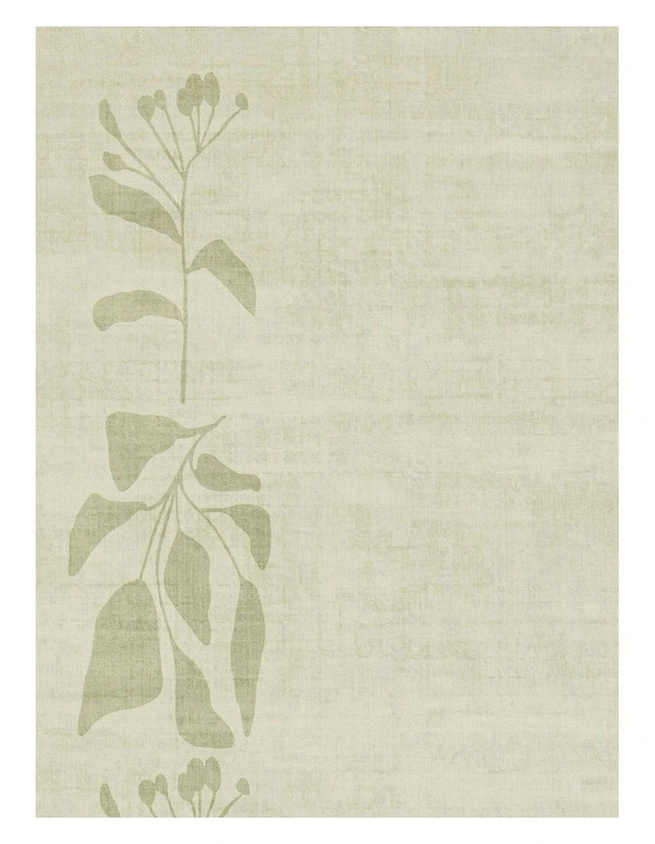 Glaiza Botanical Border Washable Rug in Green image 5