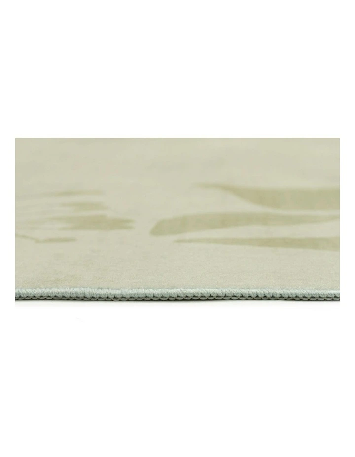 Glaiza Botanical Border Washable Rug in Green image 6