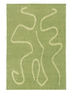 Odessa Abstract Washable Rug in Green