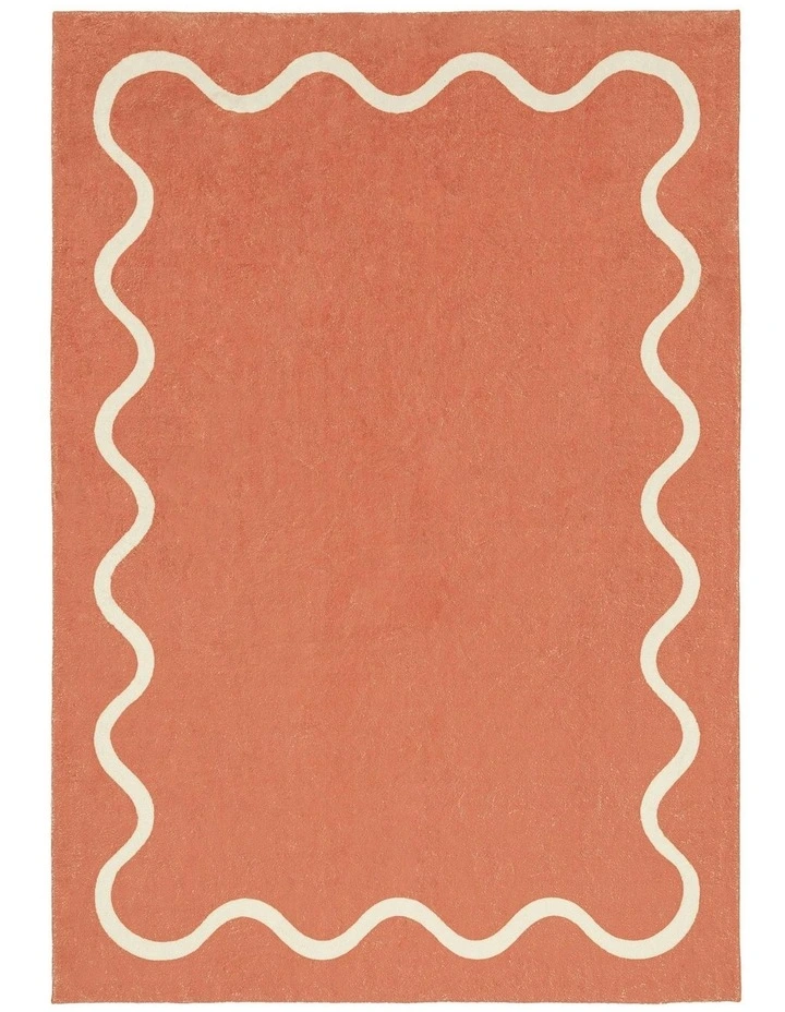 Gertrude Wiggle Bordered Washable Rug in Pink image 1