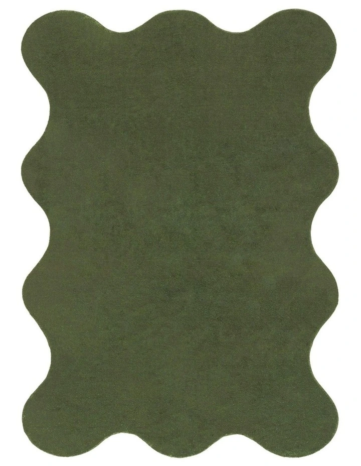 Sandara Scallop Washable Rug in Olive image 1