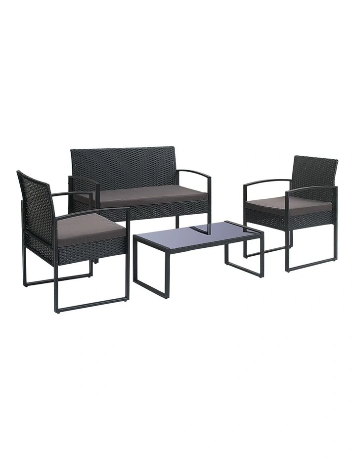 Groverdi Outdoor Wicker Dining Set Pieces in Brown/Beige image 1
