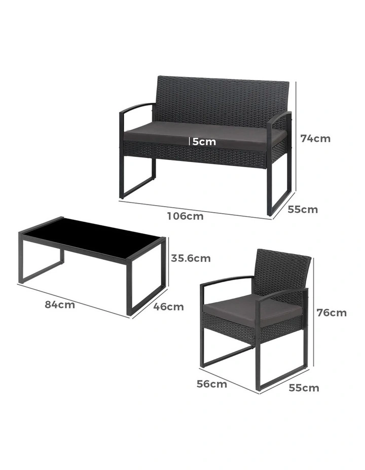 Groverdi Outdoor Wicker Dining Set Pieces in Brown/Beige image 3