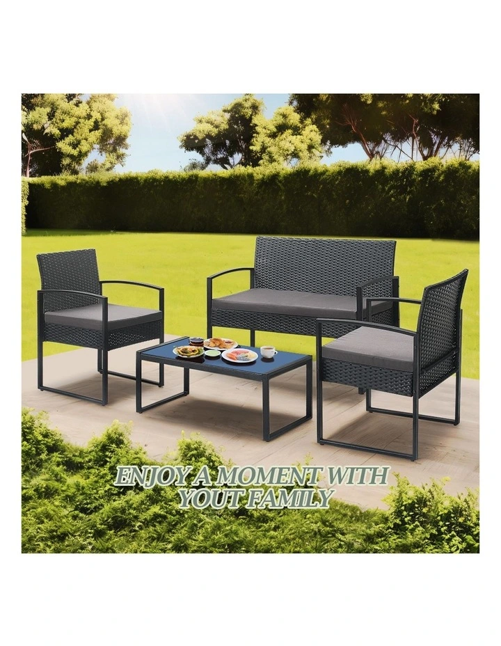 Groverdi Outdoor Wicker Dining Set Pieces in Brown/Beige image 4