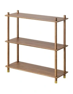 3-Tier Wooden Storage Stand Shelves With Brass Feet 90cm in Walnut