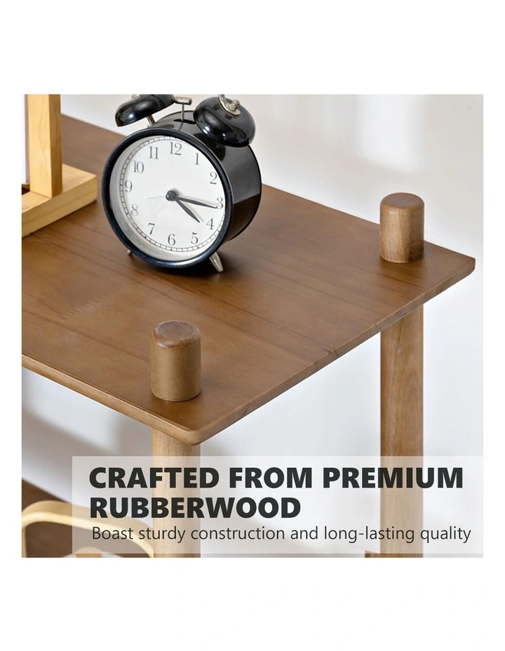 3-Tier Wooden Storage Stand Shelves With Brass Feet 90cm in Walnut image 5