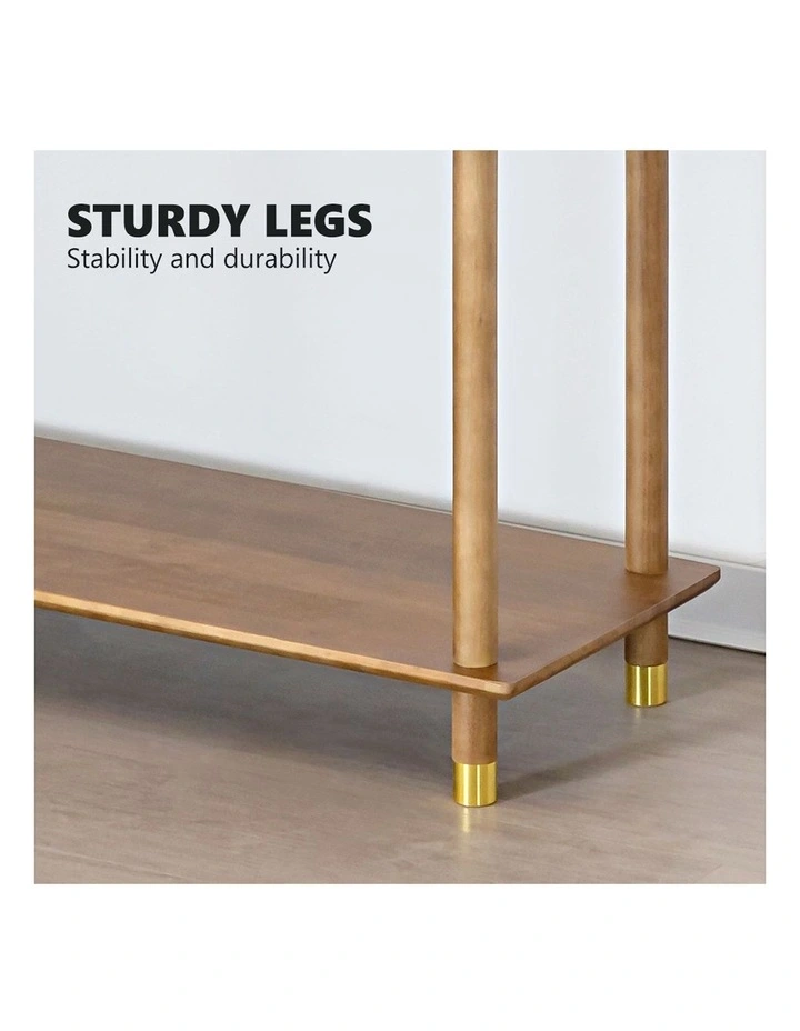 3-Tier Wooden Storage Stand Shelves With Brass Feet 90cm in Walnut image 7