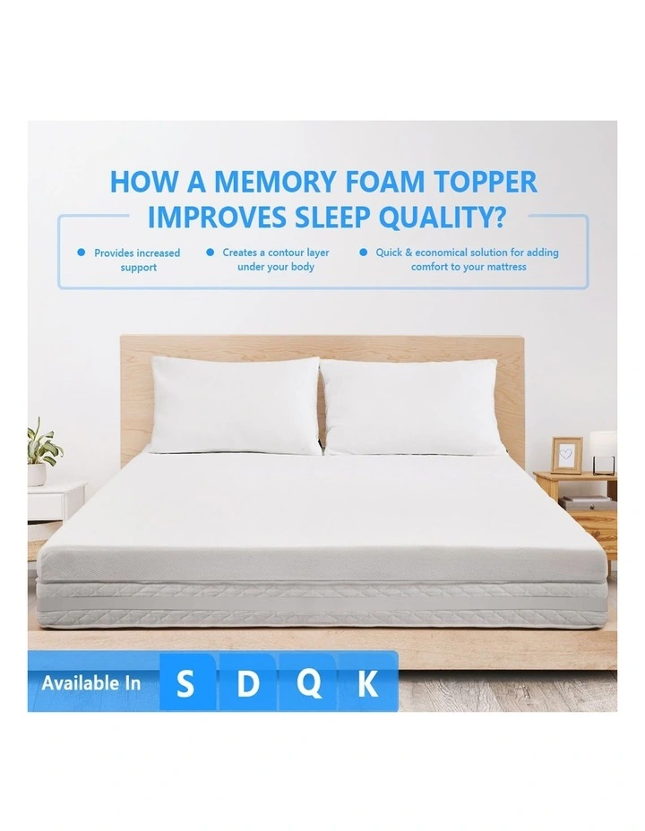 Mona Bedding King Memory Foam Mattress Topper 8cm in Blue image 4