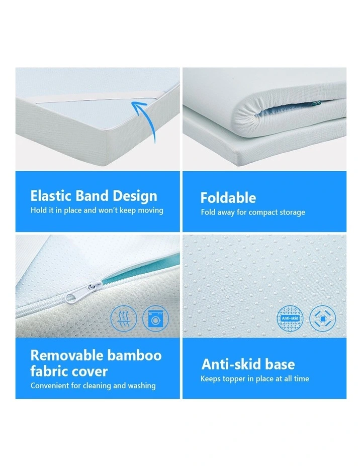 Mona Bedding King Memory Foam Mattress Topper 8cm in Blue image 7