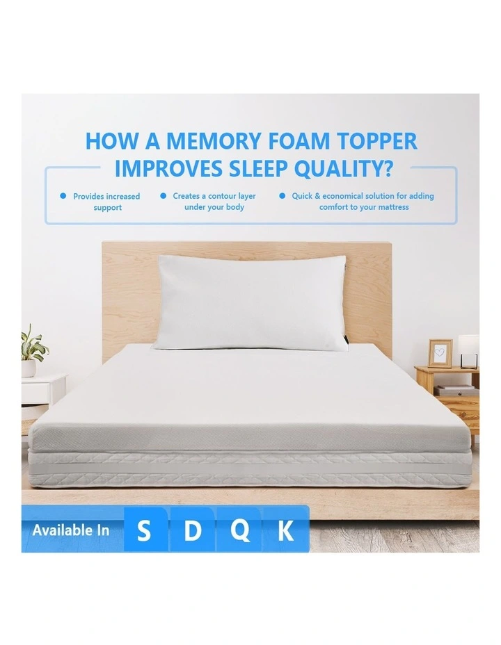 Memory Foam Mattress Topper Single 5cminBlue image 4
