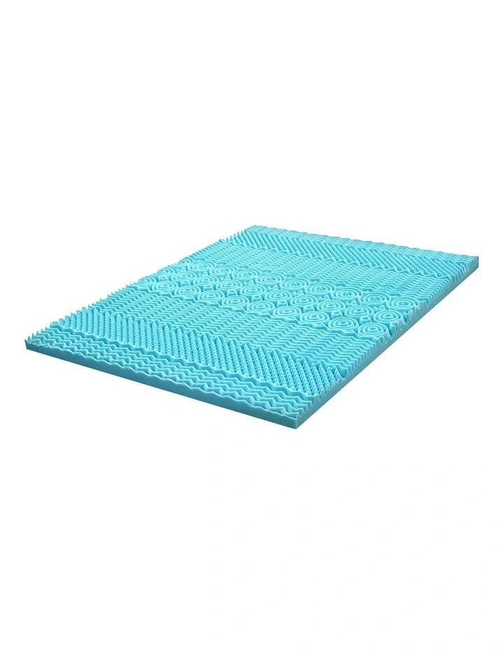 Memory Foam Mattress Topper Queen 5cm 7-Zone in Blue image 1