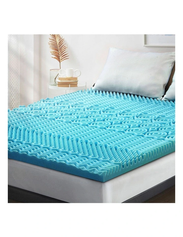 Memory Foam Mattress Topper Queen 5cm 7-Zone in Blue image 2