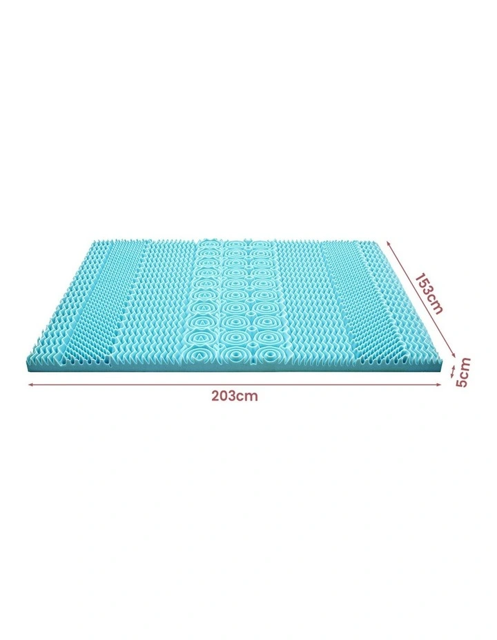 Memory Foam Mattress Topper Queen 5cm 7-Zone in Blue image 3