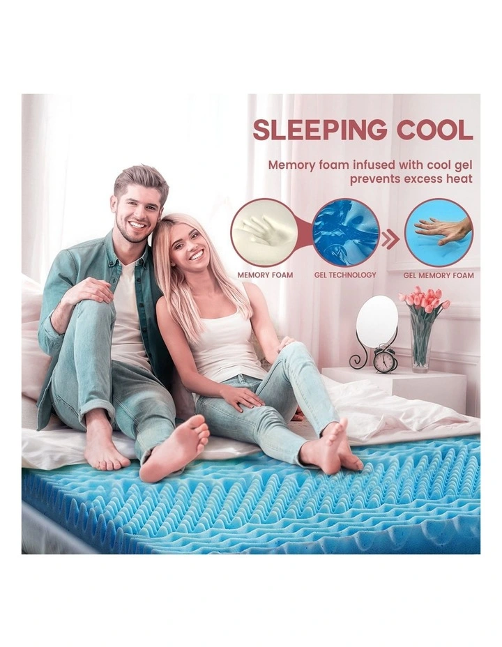 Memory Foam Mattress Topper Queen 5cm 7-Zone in Blue image 6