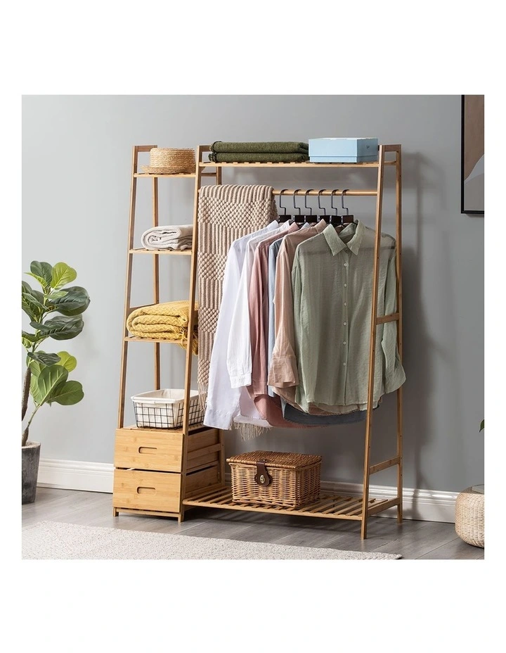 Open Clothes Rack Storage Organiser in Natural image 2