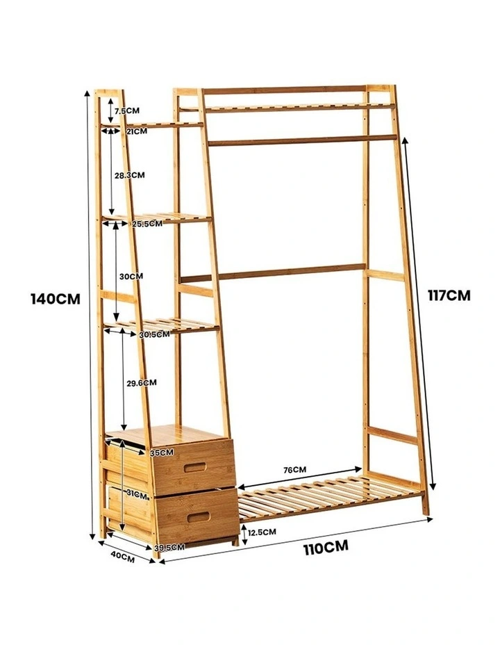 Open Clothes Rack Storage Organiser in Natural image 3