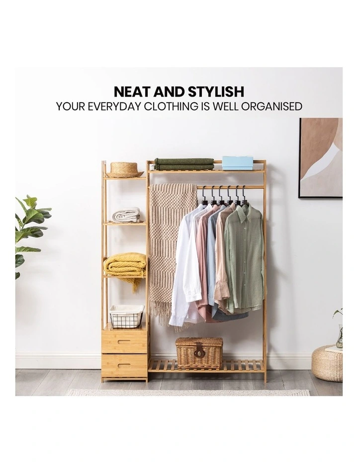 Open Clothes Rack Storage Organiser in Natural image 4